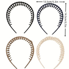 4pcs Tooth Headband Wavy Head Hoop Solid Headdress Hair Accessories For Women
