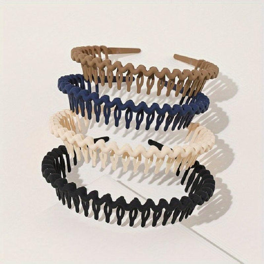 4pcs Tooth Headband Wavy Head Hoop Solid Headdress Hair Accessories For Women