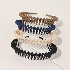 4pcs Tooth Headband Wavy Head Hoop Solid Headdress Hair Accessories For Women