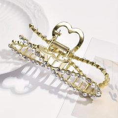 Rhinestone Pearl Bow Hair Claw Clip Golden Non Slip Strong Grip Hair Jaw Clip