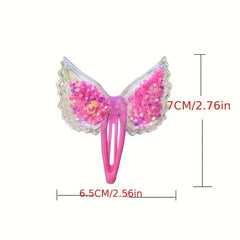 2pcs Colorful Wing Hair Clips Sequin Snap Hair Accessories For Kids
