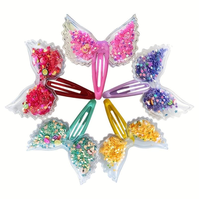 2pcs Colorful Wing Hair Clips Sequin Snap Hair Accessories For Kids
