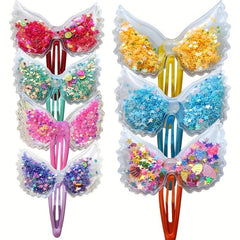 2pcs Colorful Wing Hair Clips Sequin Snap Hair Accessories For Kids