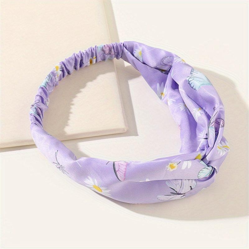 Flower Pattern Wide Brimmed Headband for Women