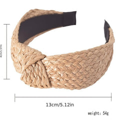 Wide Knotted Headband Straw Braided Hair Accessory for Women