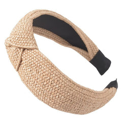 Wide Knotted Headband Straw Braided Hair Accessory for Women