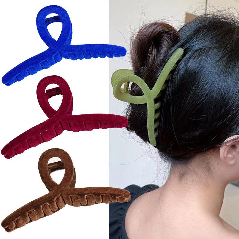 Vintage Velvet Hair Claw Solid Shark Claw Hair Accessories for Women