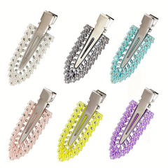 6Pcs Rhinestone No Bend Hair Clips Sparkling Hair Clips Curl Pin Barrette