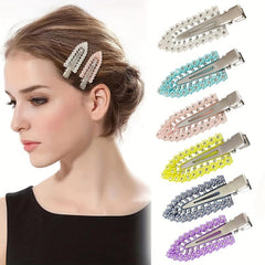 6Pcs Rhinestone No Bend Hair Clips Sparkling Hair Clips Curl Pin Barrette