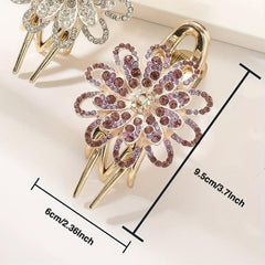 Vintage Flower Rhinestone Hair Claw Clip for Women Girls