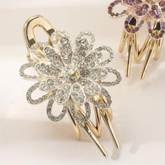 Vintage Flower Rhinestone Hair Claw Clip for Women Girls