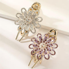 Vintage Flower Rhinestone Hair Claw Clip for Women Girls