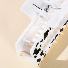 Cow Print Hair Claw Rectangle Frame Banana Clip Styling Accessory