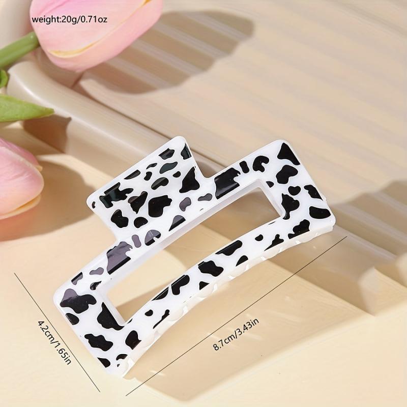 Cow Print Hair Claw Rectangle Frame Banana Clip Styling Accessory