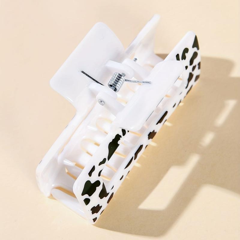 Cow Print Hair Claw Rectangle Frame Banana Clip Styling Accessory