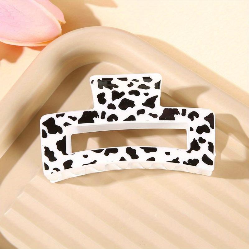 Cow Print Hair Claw Rectangle Frame Banana Clip Styling Accessory