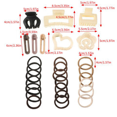 28pcs Hair Claw Hair Ropes Hollow Rubber Band Hair Accessories Women