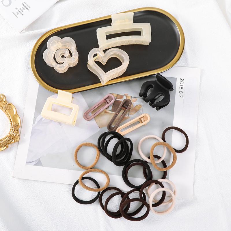 28pcs Hair Claw Hair Ropes Hollow Rubber Band Hair Accessories Women