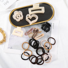 28pcs Hair Claw Hair Ropes Hollow Rubber Band Hair Accessories Women