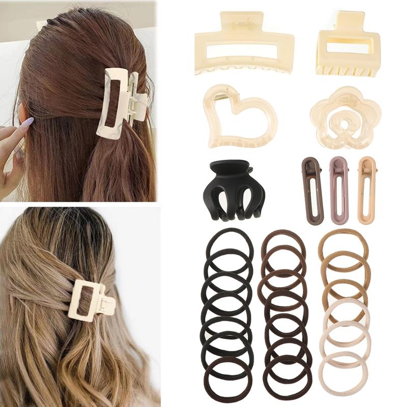 28pcs Hair Claw Hair Ropes Hollow Rubber Band Hair Accessories Women