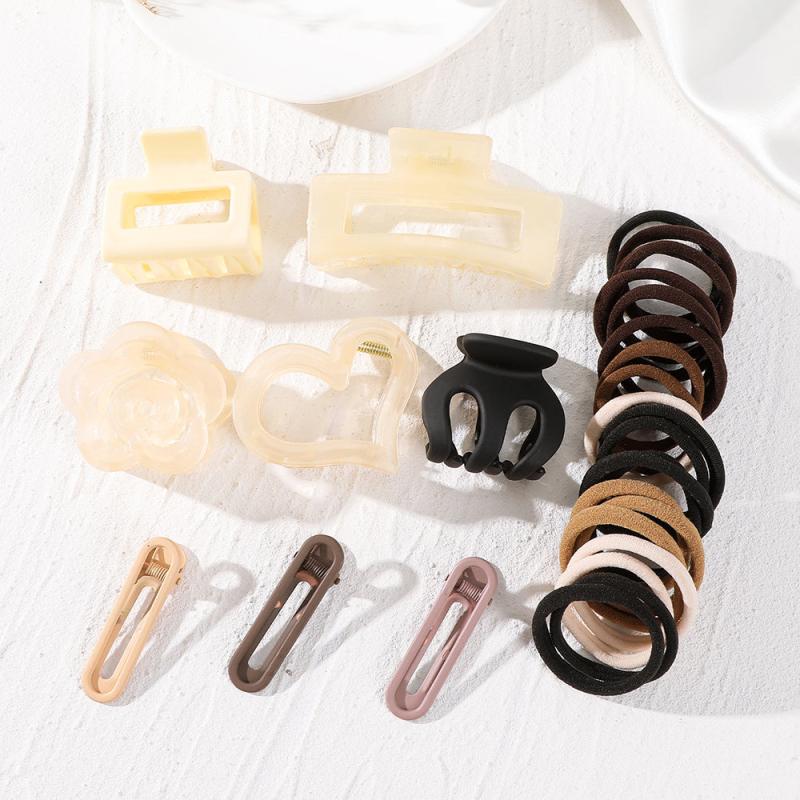 28pcs Hair Claw Hair Ropes Hollow Rubber Band Hair Accessories Women