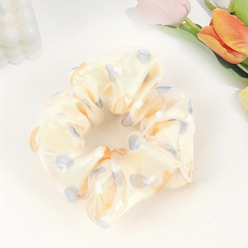 4Pcs Tulle Satin Hair Scrunchies Soft Ponytail Holder