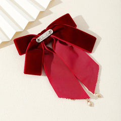 Velvet Bowknot Brooch Pin Rhinestone Wings Shirt Collar Pin