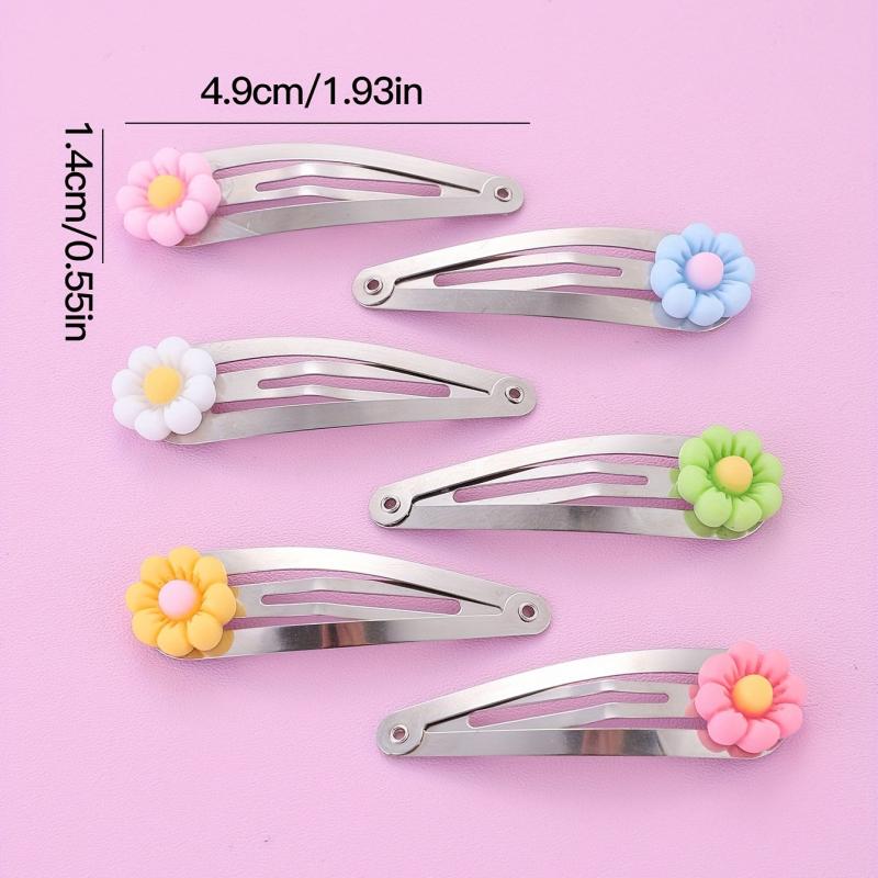 6pcs Resin Flower Hair Clip Snap Clip Y2K Candy Hair Slides Clip