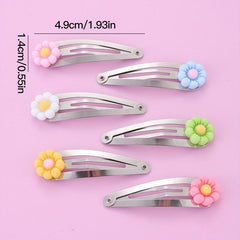 6pcs Resin Flower Hair Clip Snap Clip Y2K Candy Hair Slides Clip