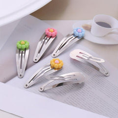 6pcs Resin Flower Hair Clip Snap Clip Y2K Candy Hair Slides Clip