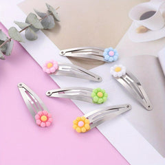 6pcs Resin Flower Hair Clip Snap Clip Y2K Candy Hair Slides Clip