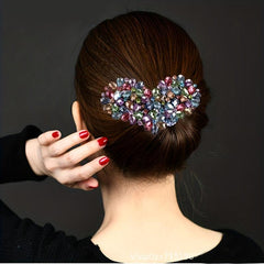 Heart Rhinestone Hair Clips French Barrette Hair Bun Maker