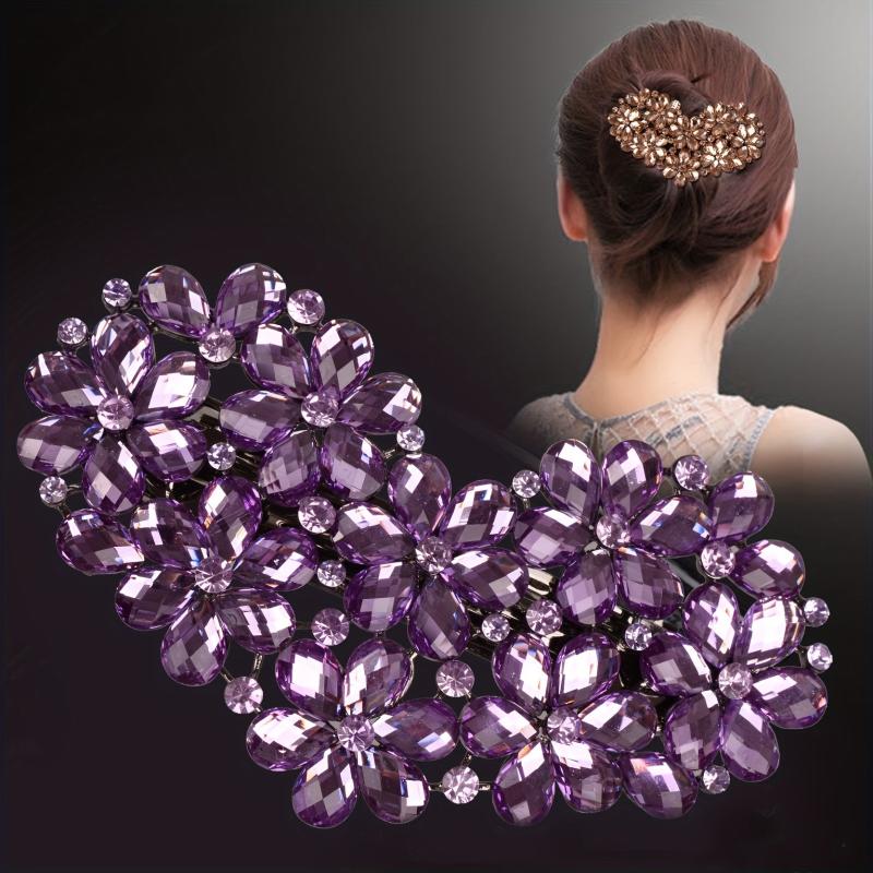 Heart Rhinestone Hair Clips French Barrette Hair Bun Maker