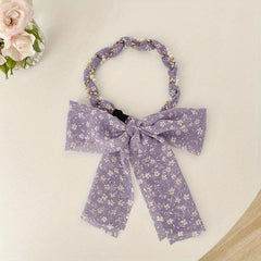 Boho Style Pearl Hair Tie Braided Scrunchie Floral Hair Accessories
