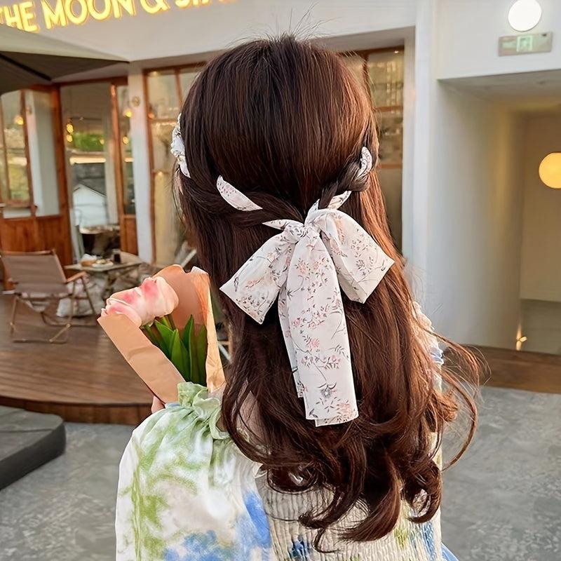 Boho Style Pearl Hair Tie Braided Scrunchie Floral Hair Accessories