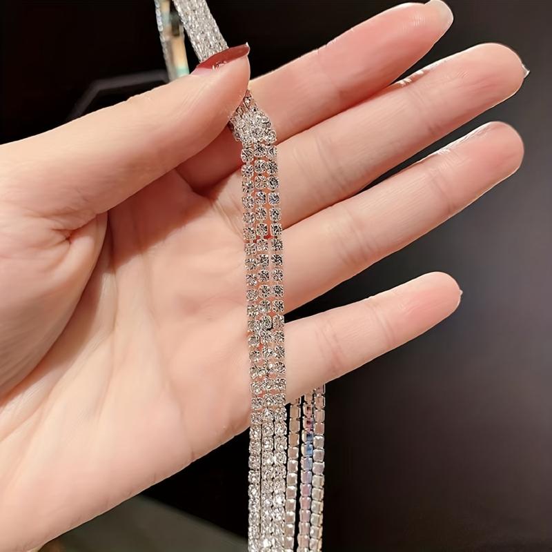 Rhinestone Headband with Tassel Hair Band for Wedding