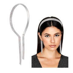 Rhinestone Headband with Tassel Hair Band for Wedding