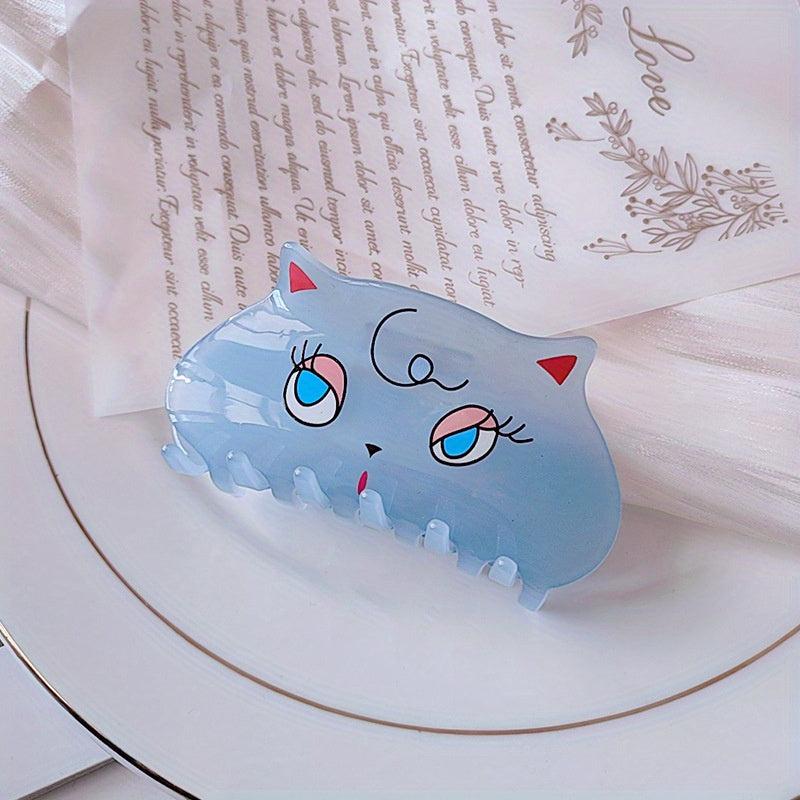 Acrylic Hair Claw Clip for Thick Hair, Cat Pattern Kitten Hair Clips