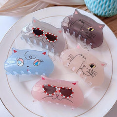 Acrylic Hair Claw Clip for Thick Hair, Cat Pattern Kitten Hair Clips