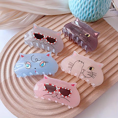 Acrylic Hair Claw Clip for Thick Hair, Cat Pattern Kitten Hair Clips