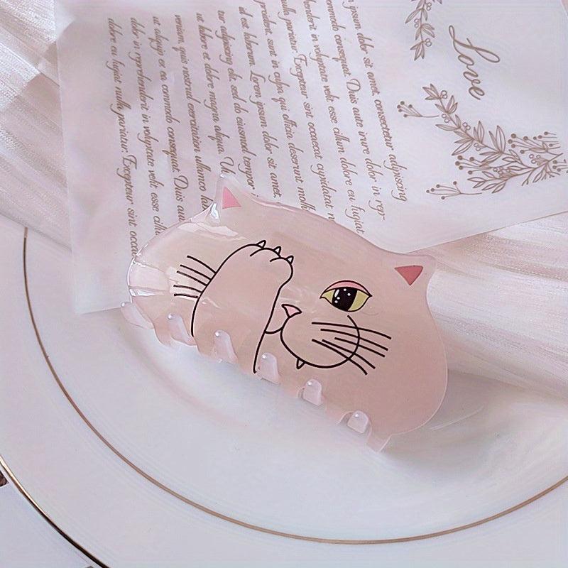 Acrylic Hair Claw Clip for Thick Hair, Cat Pattern Kitten Hair Clips