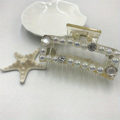 Camellia Flower Hair Claw Clip Acrylic Banana Clip Faux Pearl Jaw Clamp