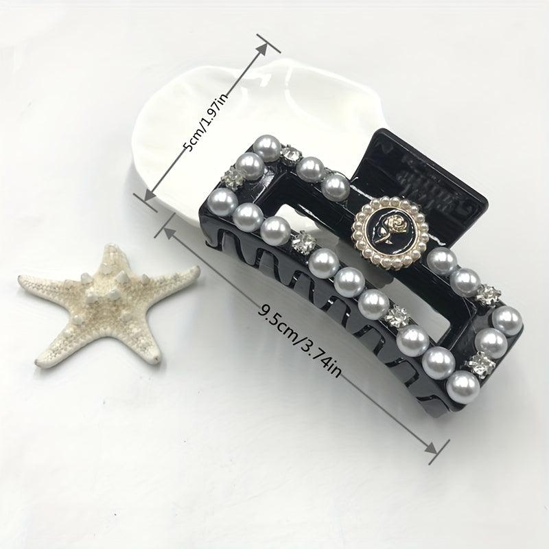 Camellia Flower Hair Claw Clip Acrylic Banana Clip Faux Pearl Jaw Clamp