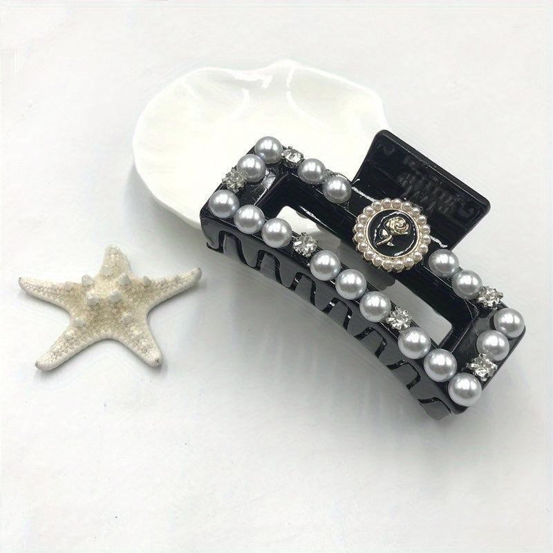Camellia Flower Hair Claw Clip Acrylic Banana Clip Faux Pearl Jaw Clamp