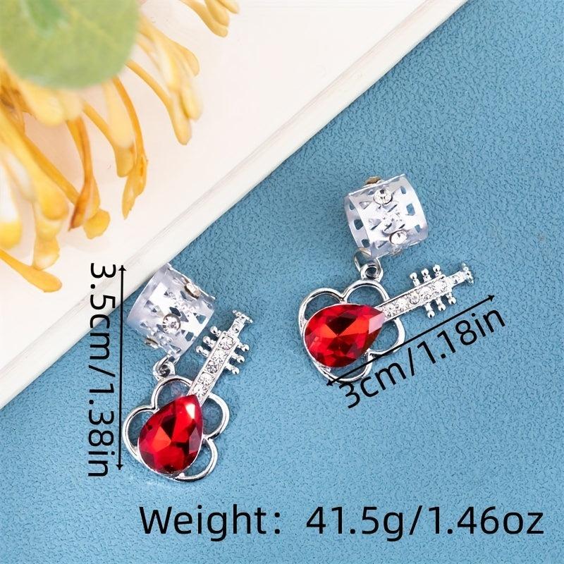 Crystal Guitar Hair Beads Metal Hair Clip Hippie Style Hair Accessory