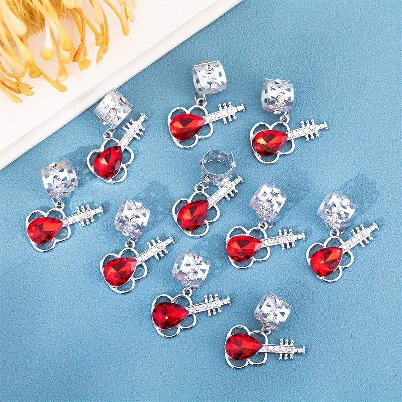 Crystal Guitar Hair Beads Metal Hair Clip Hippie Style Hair Accessory