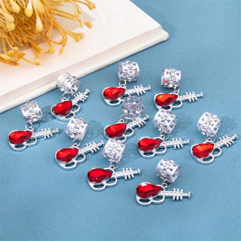 Crystal Guitar Hair Beads Metal Hair Clip Hippie Style Hair Accessory