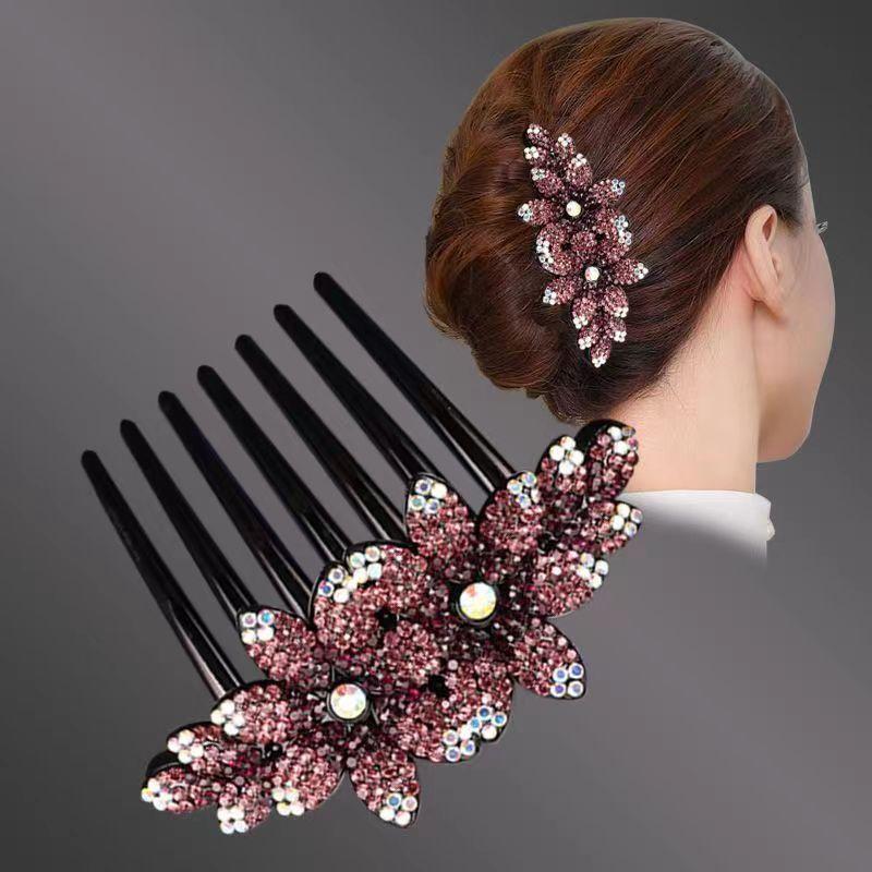 Rhinestone Flower Hair Comb Head Jewelry Accessory