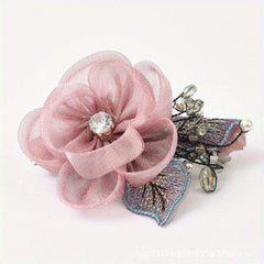 Rhinestone Floral Hair Clip Faux Pearl Wedding Headpiece