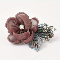 Rhinestone Floral Hair Clip Faux Pearl Wedding Headpiece